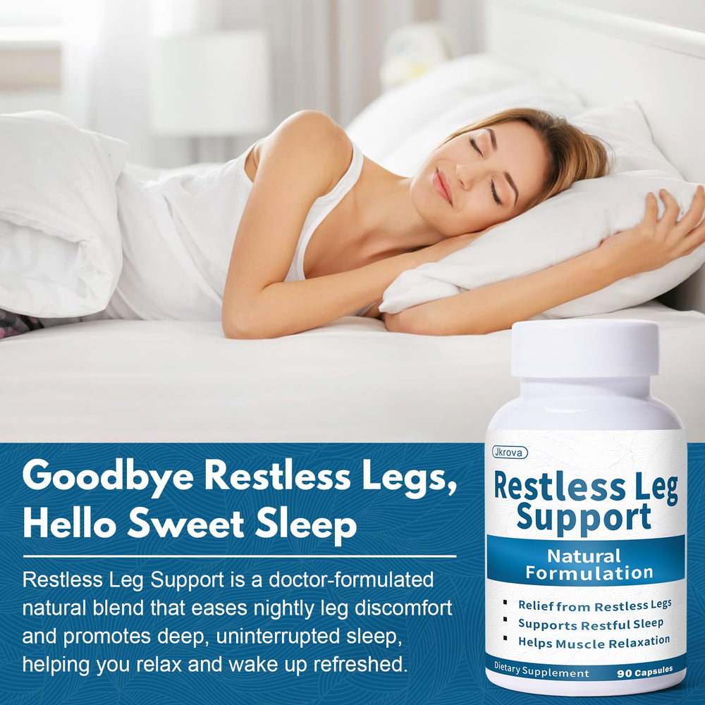 Jkrova Restless Legs Relief USA-made quality badge on packaging.