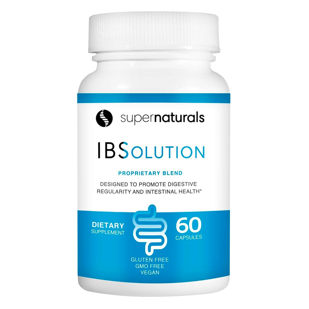 JLM Nutritionals SuperNaturals IBSolution bottle offers US-made digestive support