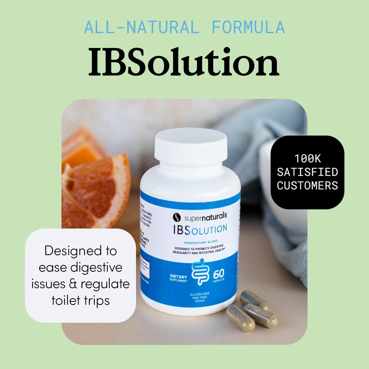 JLM Nutritionals SuperNaturals IBSolution capsules provide gentle daily gut balance