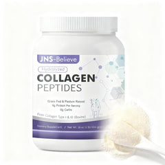 JNS-Believe collagen bottle closeup showing premium supplement packaging