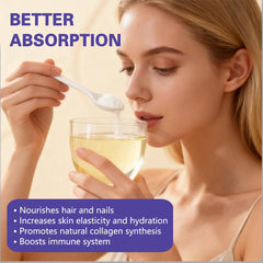 JNS-Believe collagen powder dissolves smoothly in a drink