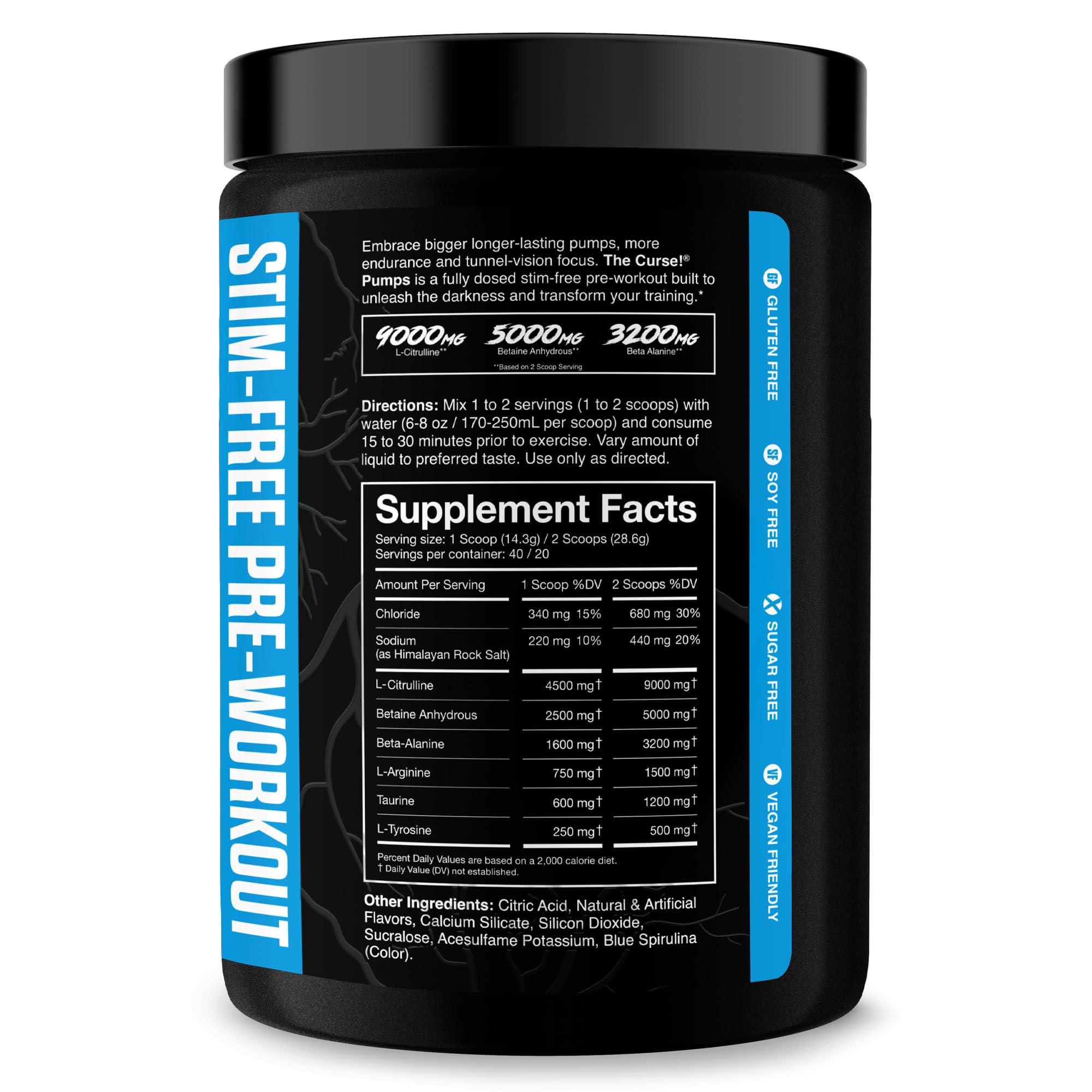 The Curse! Pump label highlights nitric oxide support for improved blood flow during workouts