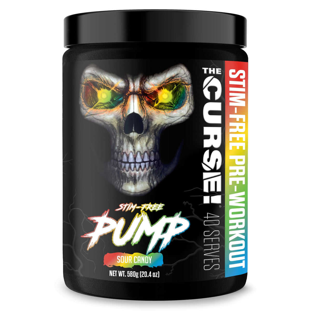 JNX Sports The Curse! Pump bottle label closeup, highlighting stimulant-free nitric oxide support for pump-focused workouts.