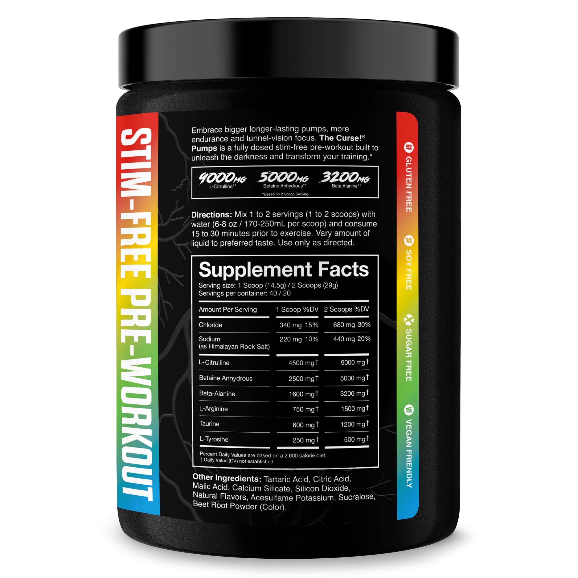 JNX Sports The Curse! Pump scoop-dispense image, illustrating easy mixing for a clean sour candy pre-workout.