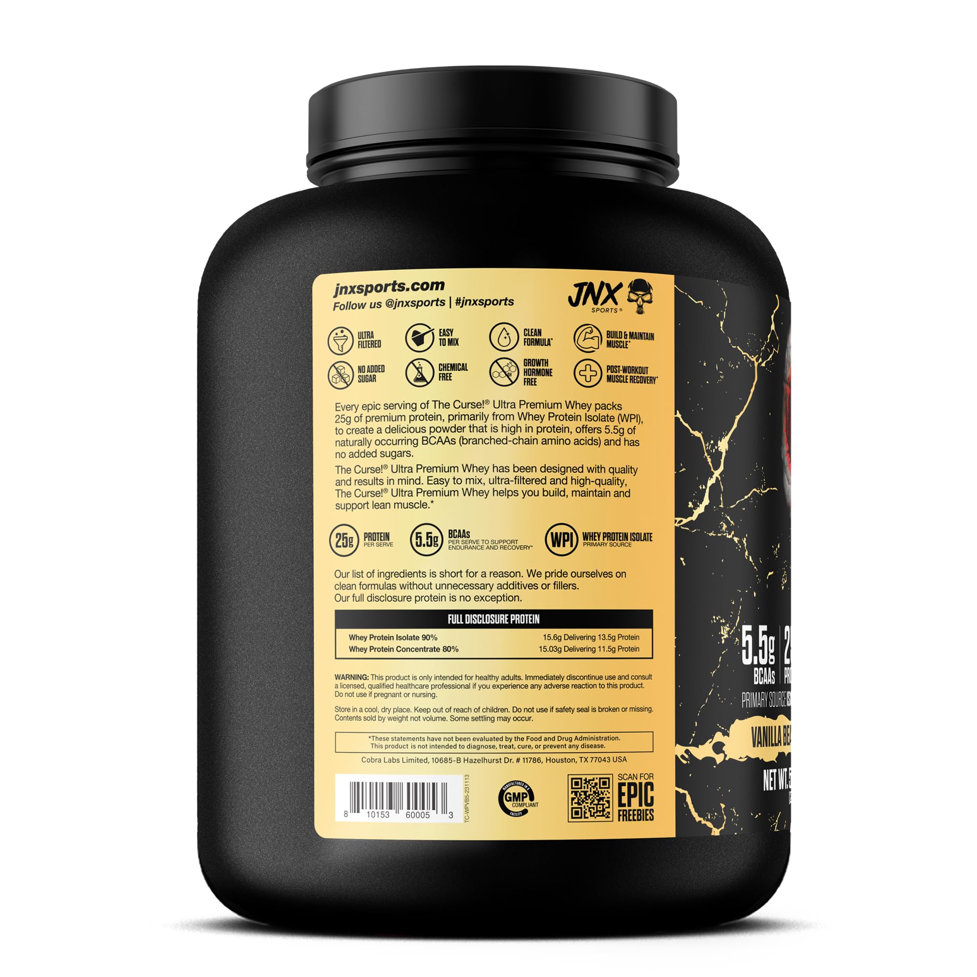 JNX Sports The Curse Vanilla Bean shake blends smoothly for a creamy texture.