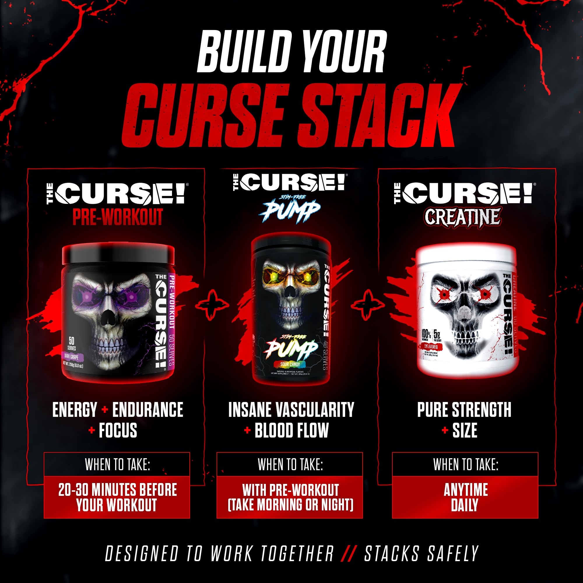 JNX Sports The Curse 155 mg caffeine image highlights fast-acting energy