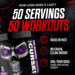 JNX Sports The Curse label closeup showing flavor profile and ingredient highlights