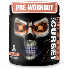 JNX Sports The Curse Peach Rings bottle front showing intense pre-workout energy for workouts