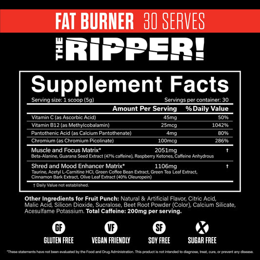 JNX SPORTS The Ripper tub back reveals the clean ingredient panel.