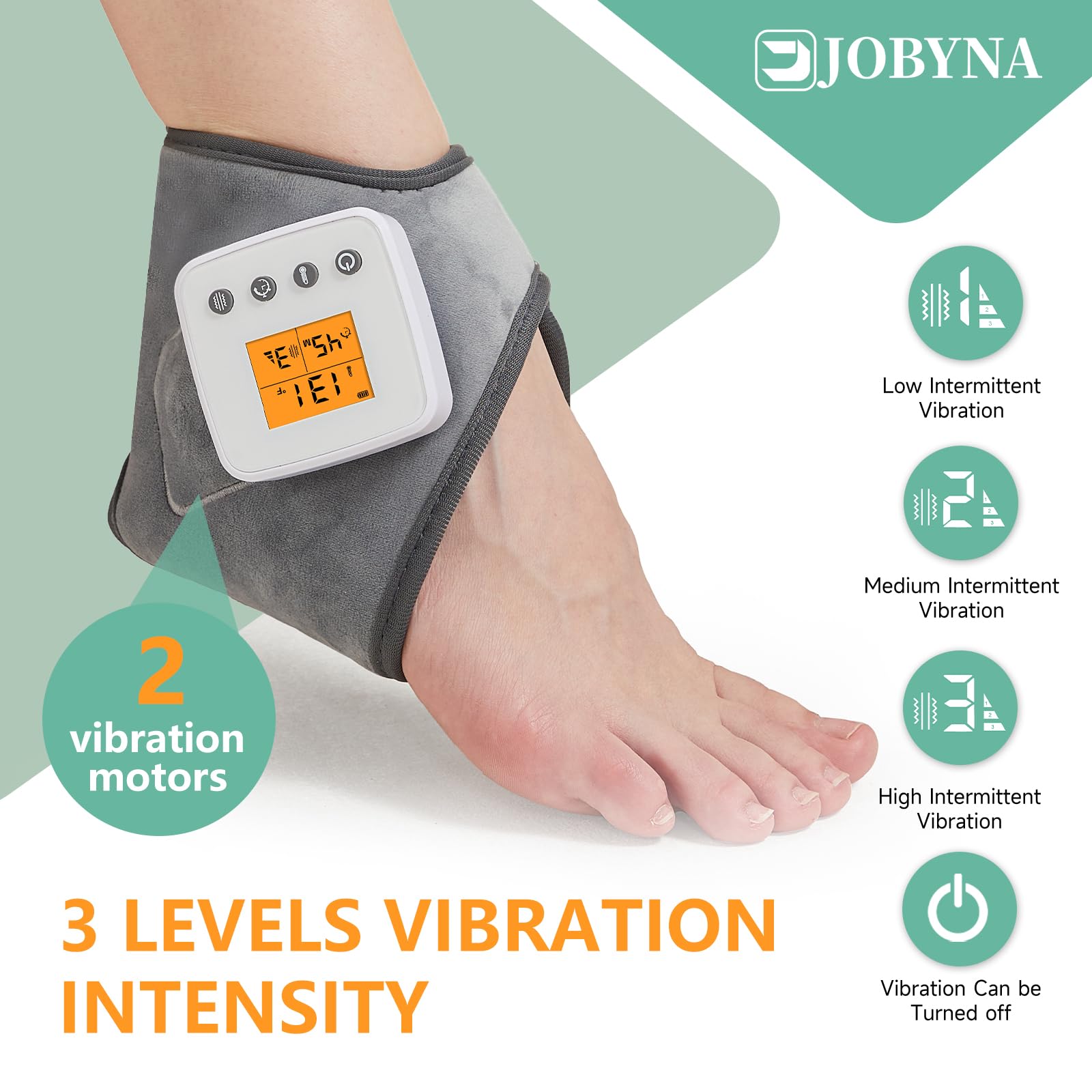 JOBYNA ankle massager adjustable strap for secure fit.