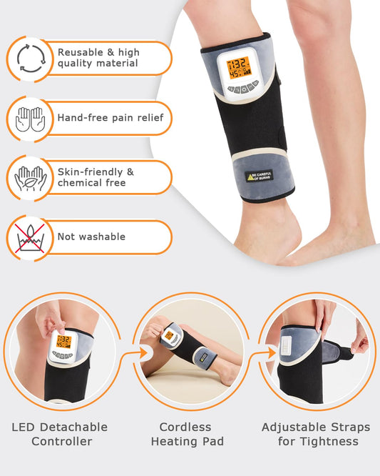 JOBYNA calf massager adjustable wrap demonstrating customizable fit for different leg sizes.