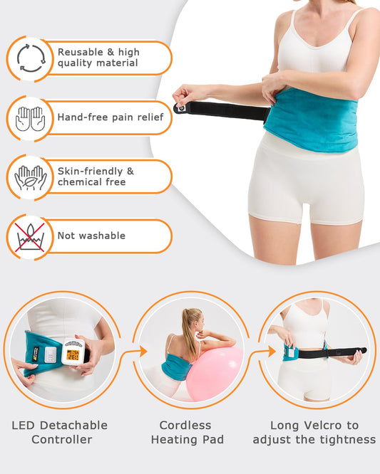JOBYNA cordless heating pad heat settings 104-140f for customizable warmth.