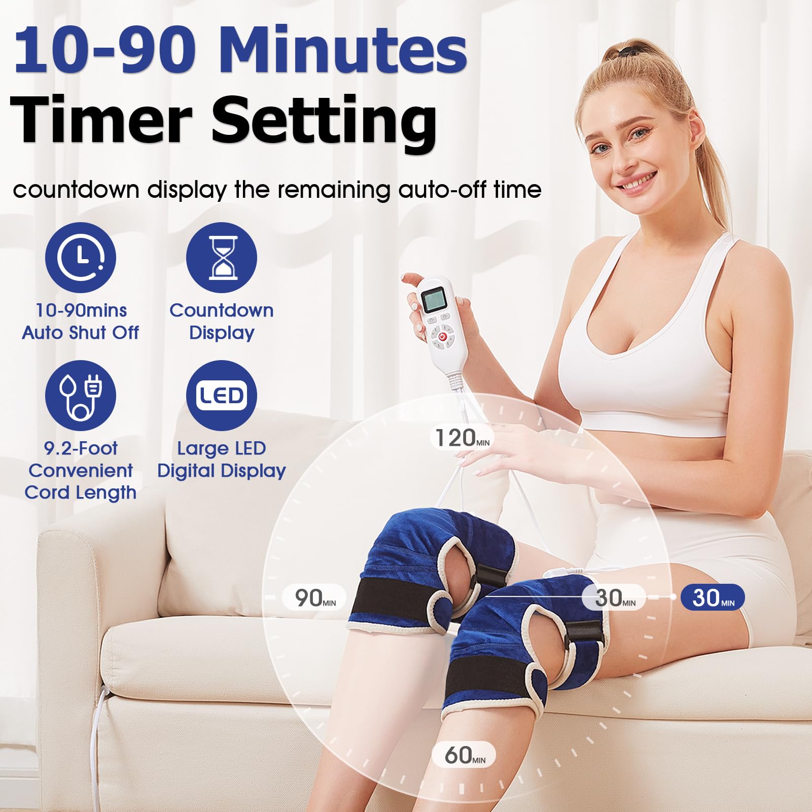 JOBYNA knee heat pad adjustable straps for a secure fit.