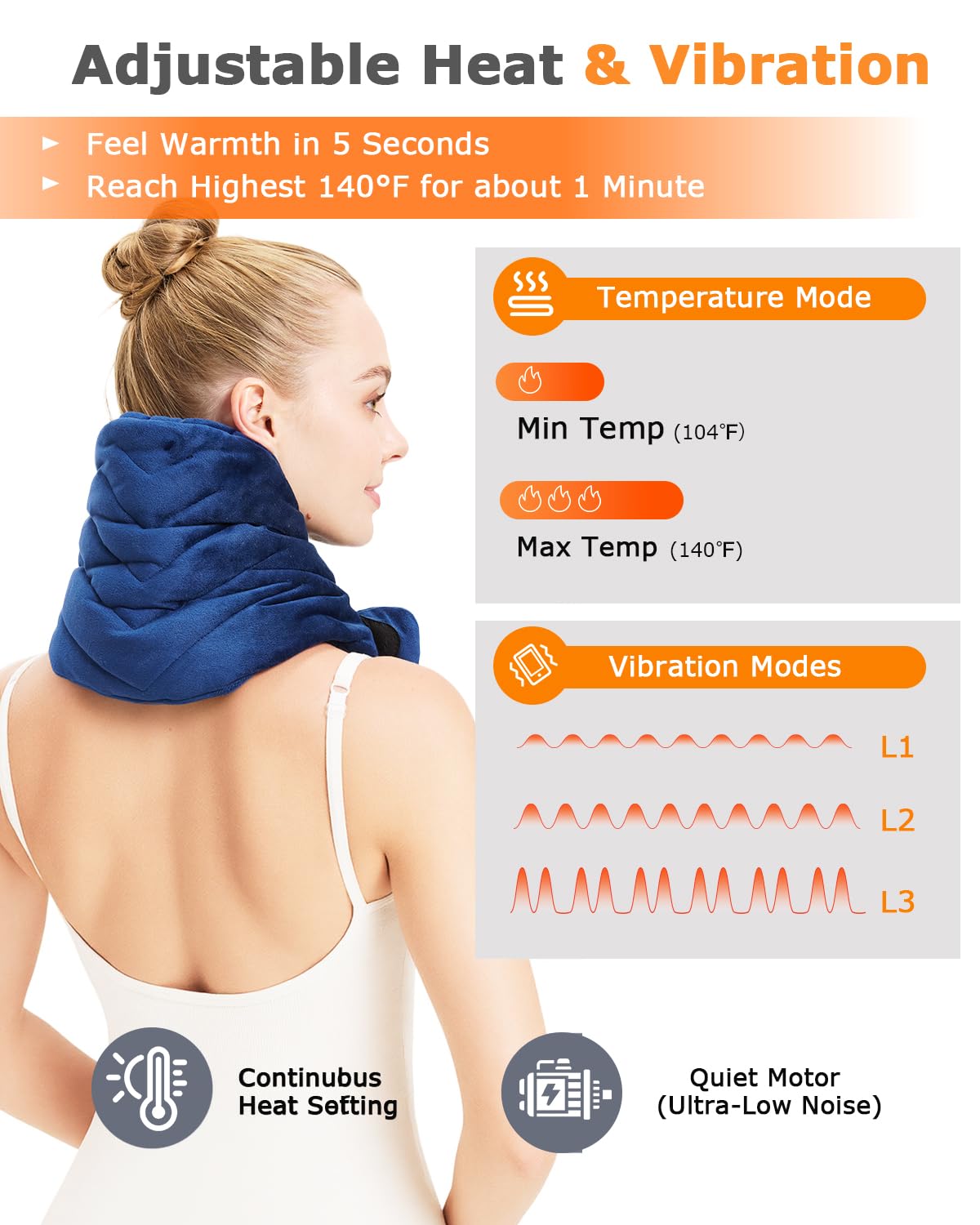 Jobyna LED control panel showing easy heat and massage adjustments.