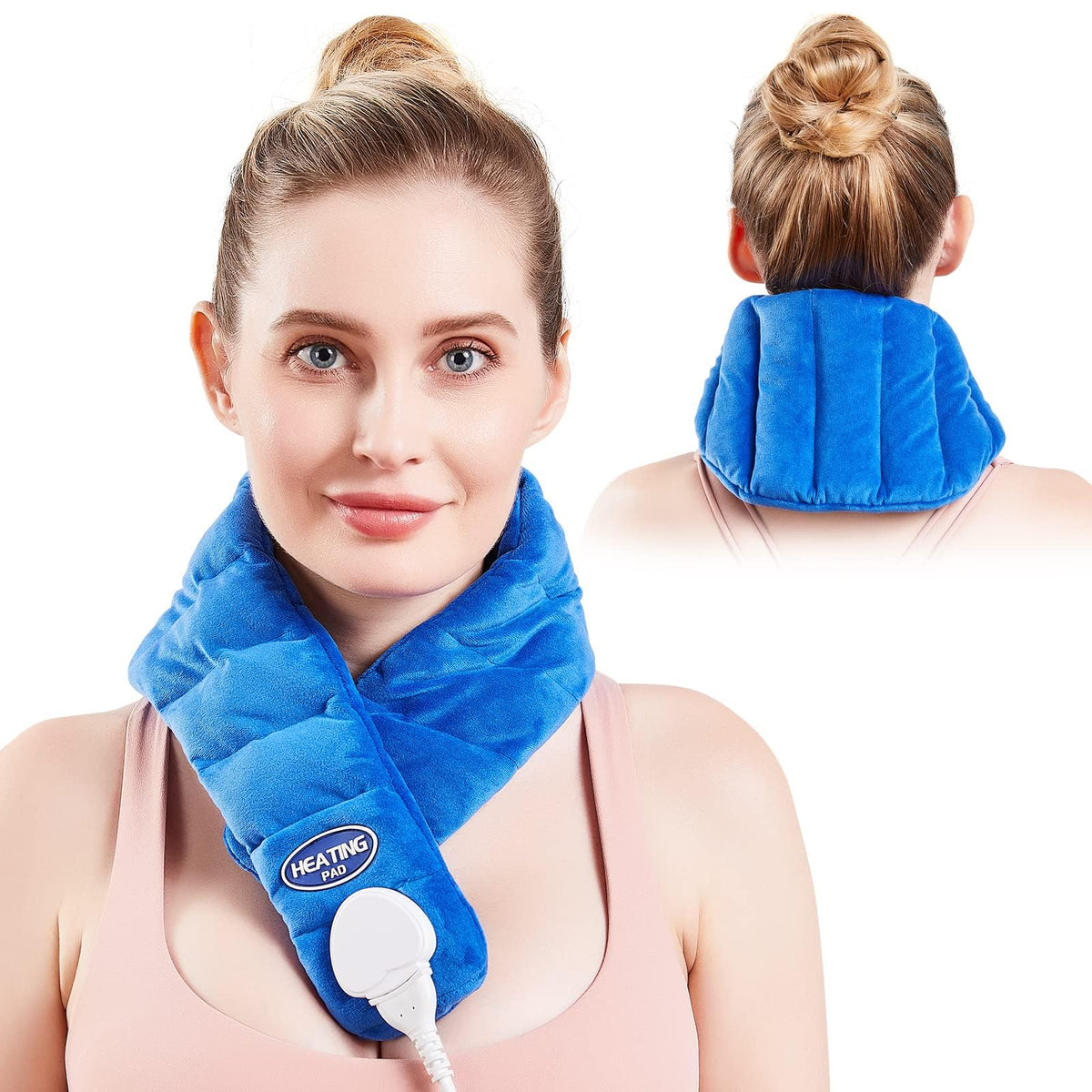 Jobyna neck heating pad wrap worn on the neck provides soothing warmth for daily relief.