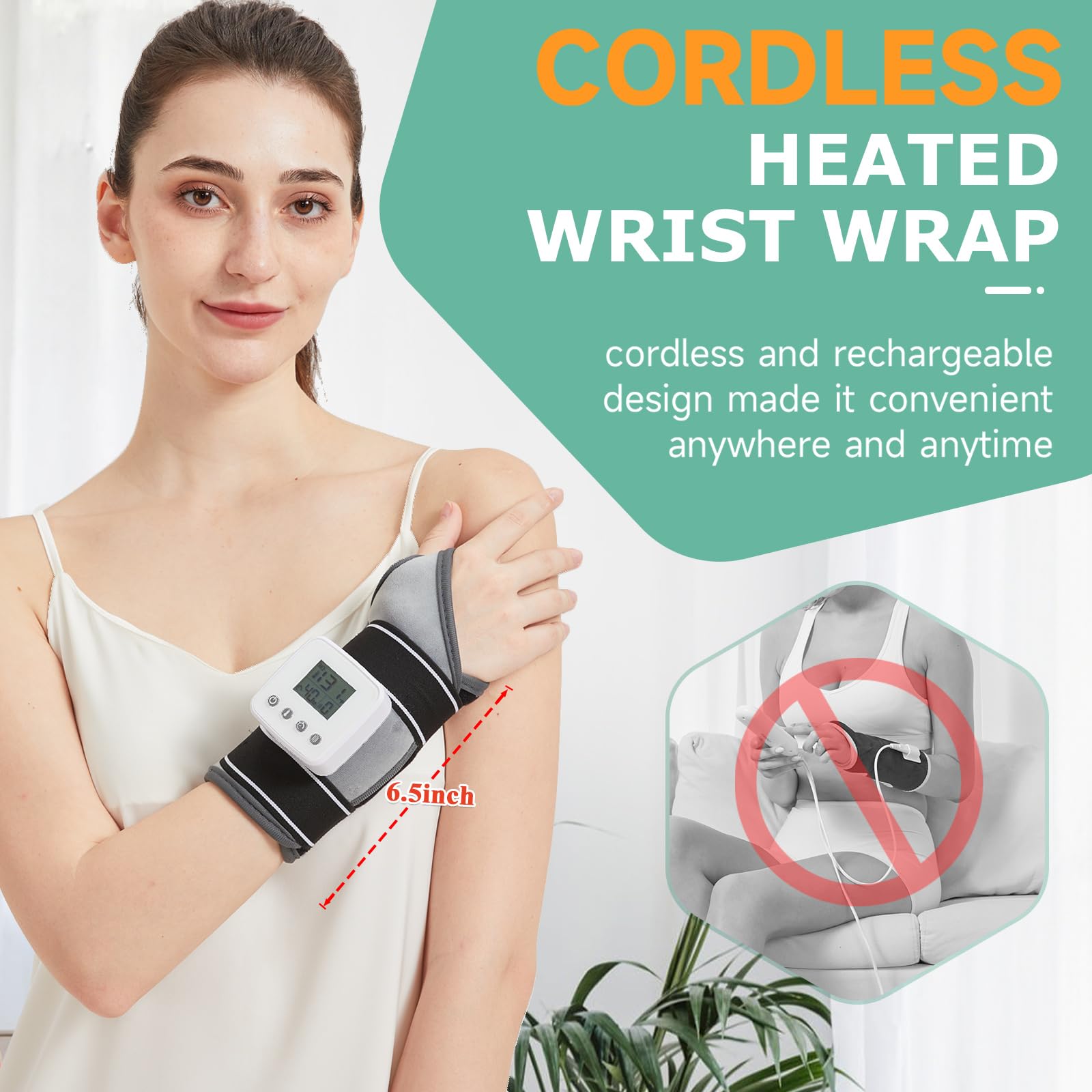 JOBYNA Rechargeable Heated Wrist Massager strap-adjustment demonstrates secure fit