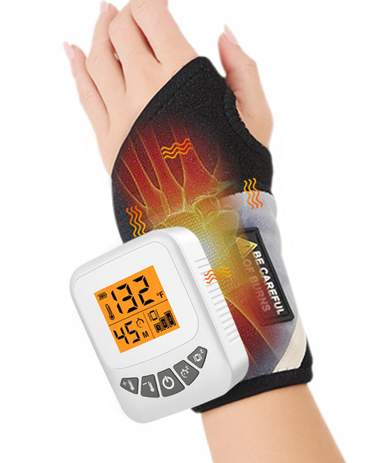 JOBYNA wrist heating pad on wrist delivering cordless warmth for comfort.
