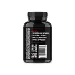 Jocko Fuel Burner bottle side view with label detailing metabolism boosting ingredients