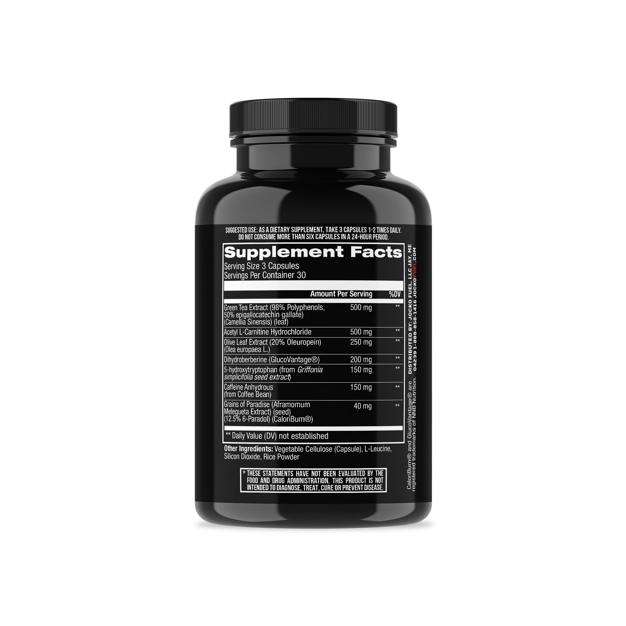 Jocko Fuel Burner ingredients graphic showing GlucoVantage and 5-HTP for cravings