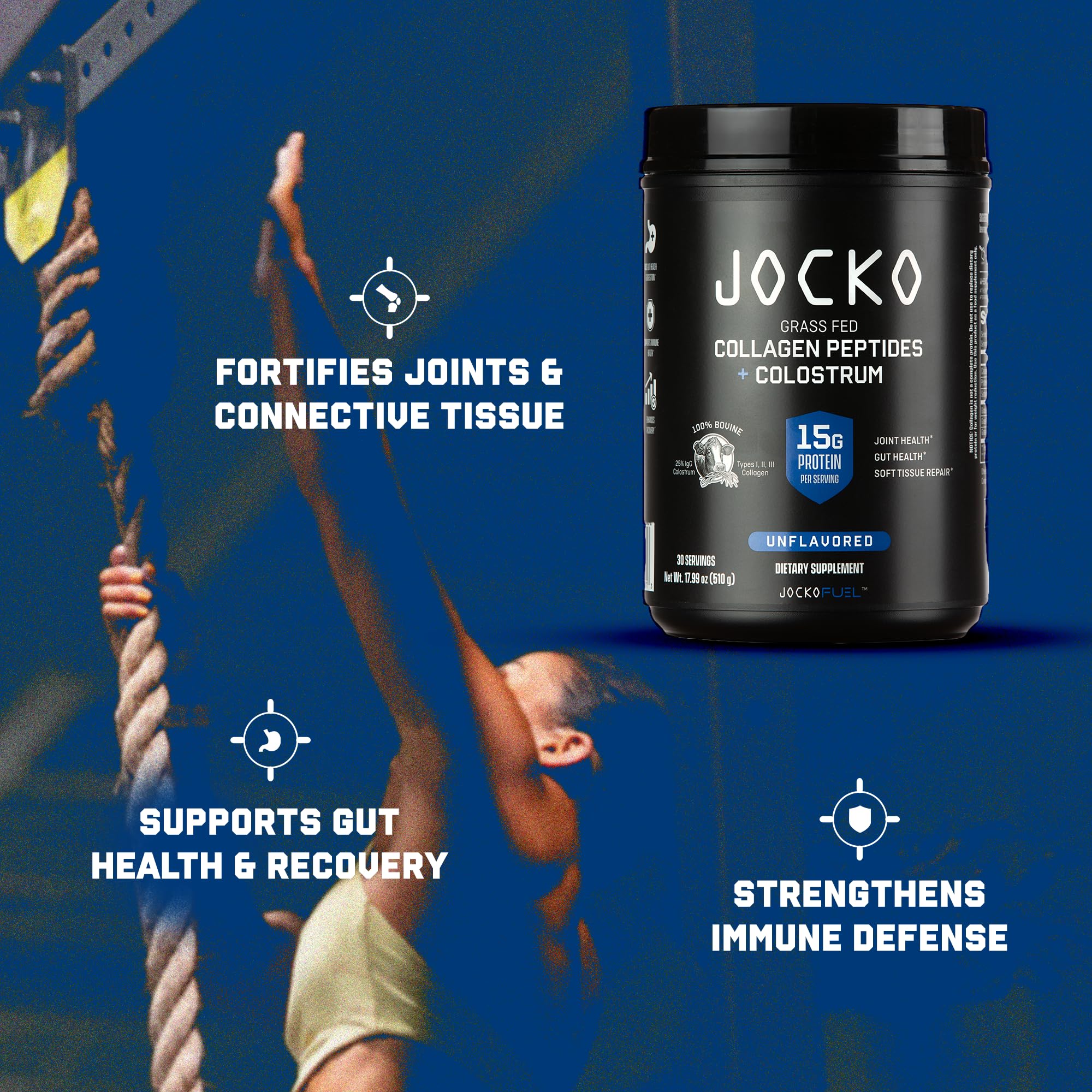 Jocko Fuel Collagen Powder packaging display