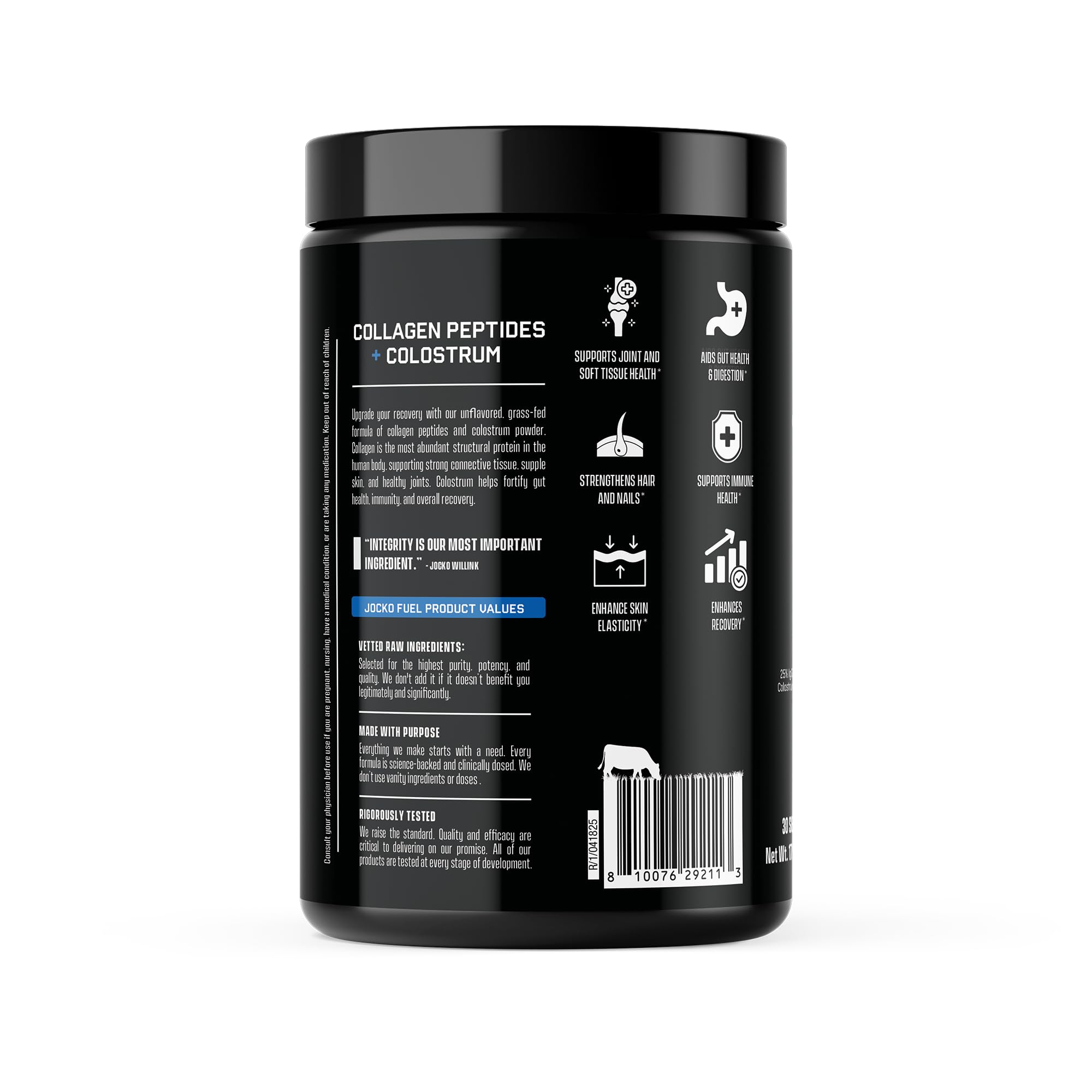 Jocko Fuel Collagen Powder being poured into a shaker for mixing