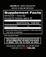 Jocko Fuel Creatine Monohydrate label close-up showing reliable serving details