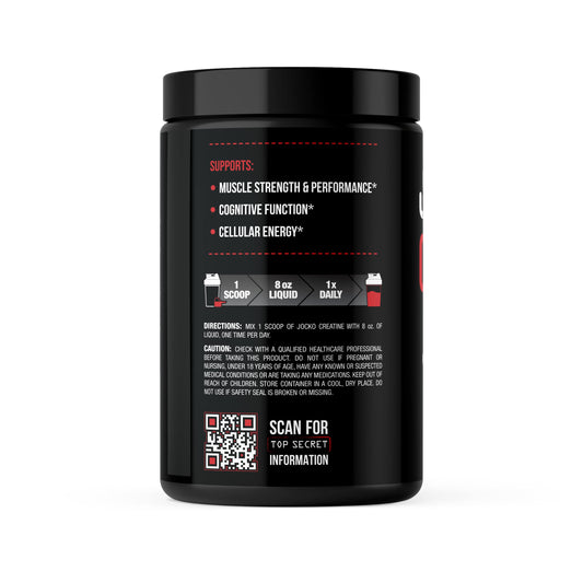 Jocko Fuel Creatine Monohydrate powder scoop, convenient daily dose for workouts