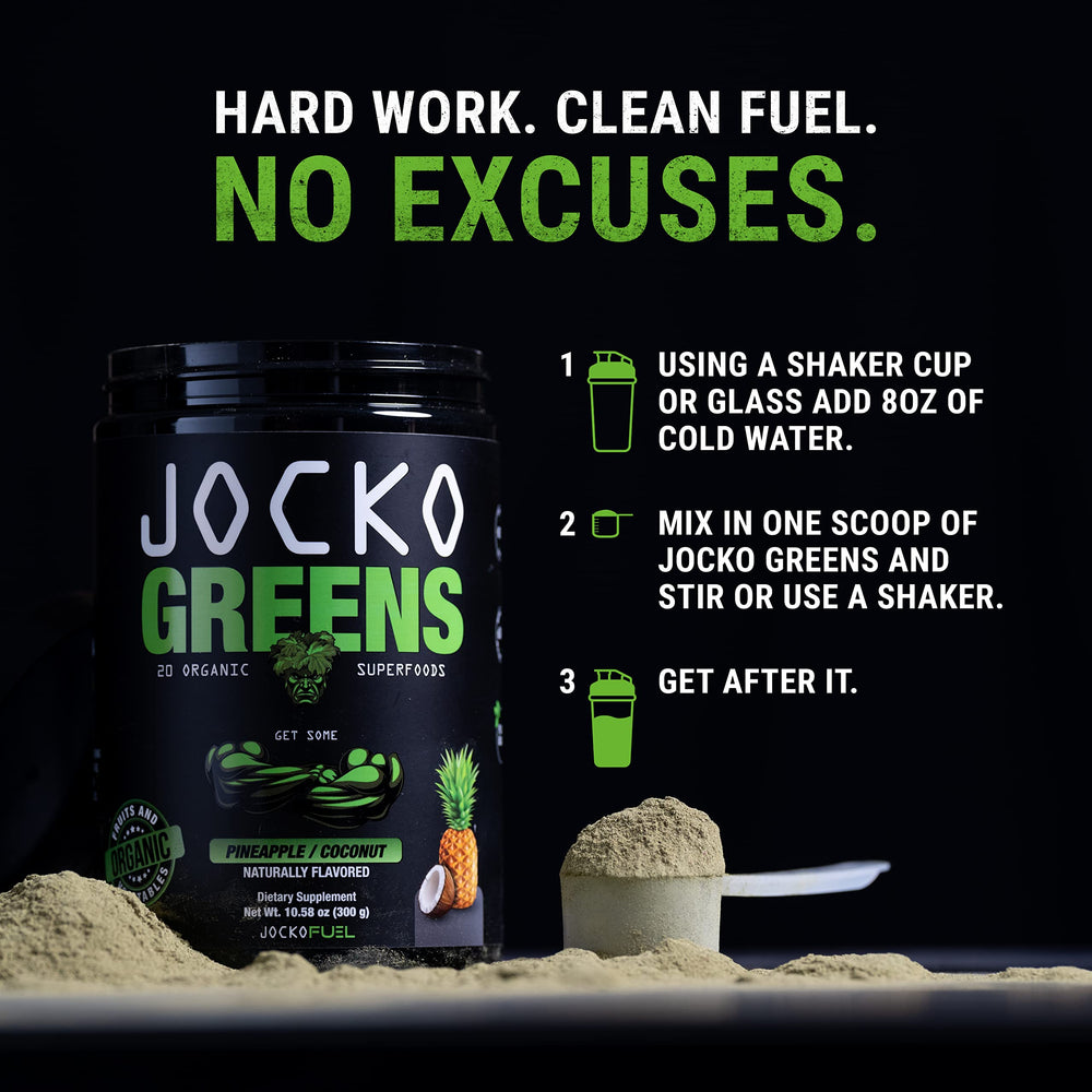 Digestive enzymes and probiotics visible in the Daily Greens blend
