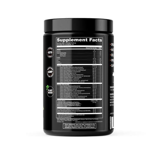 Jocko Fuel Daily Greens powder in glass showcases quick morning hydration support.