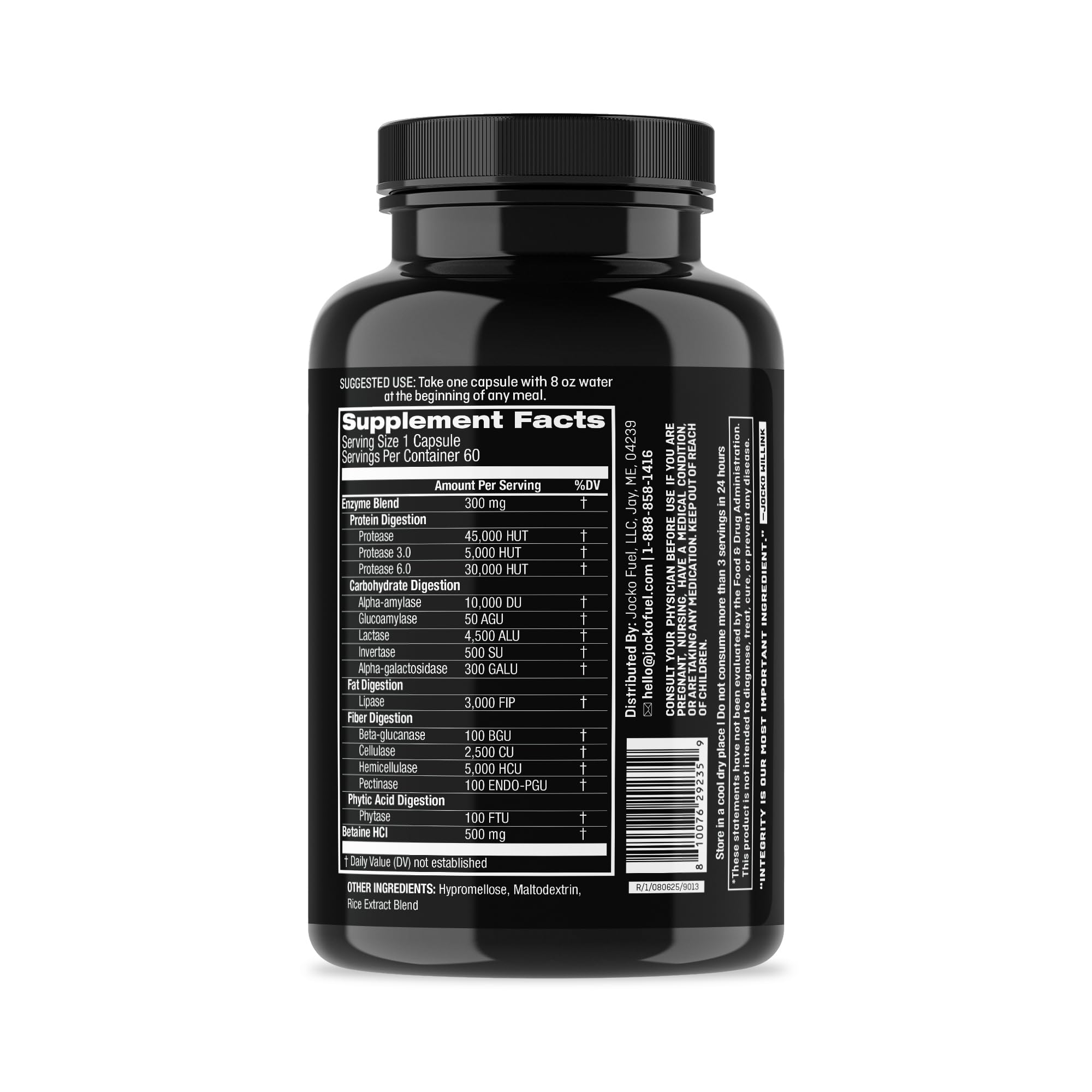 Jocko Fuel Digestive Enzymes capsules designed for protein-heavy meals.