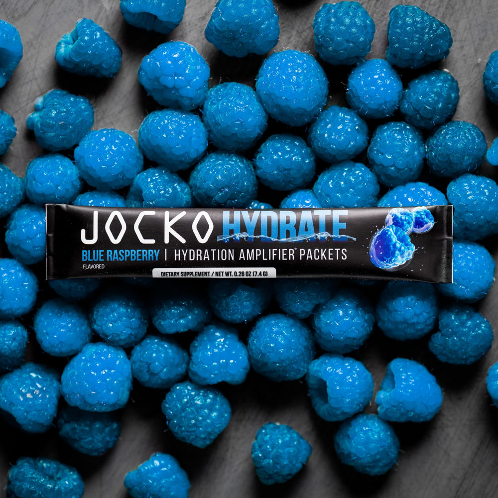 Jocko Fuel Hydrate blue raspberry hero icon highlighting electrolytes and vitamins