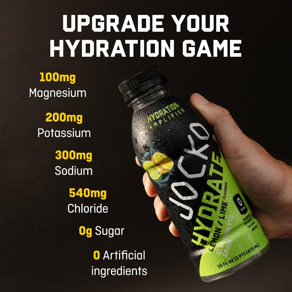 Jocko Fuel Hydrate lemon lime ingredients label highlighting balanced electrolytes