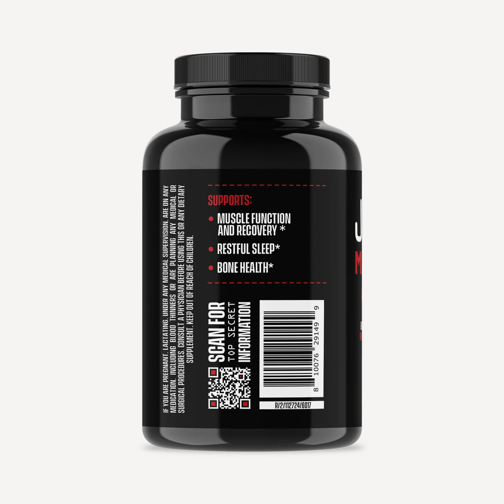 Jocko Fuel Magnesium Complex bottle back panel with dosage and ingredients.
