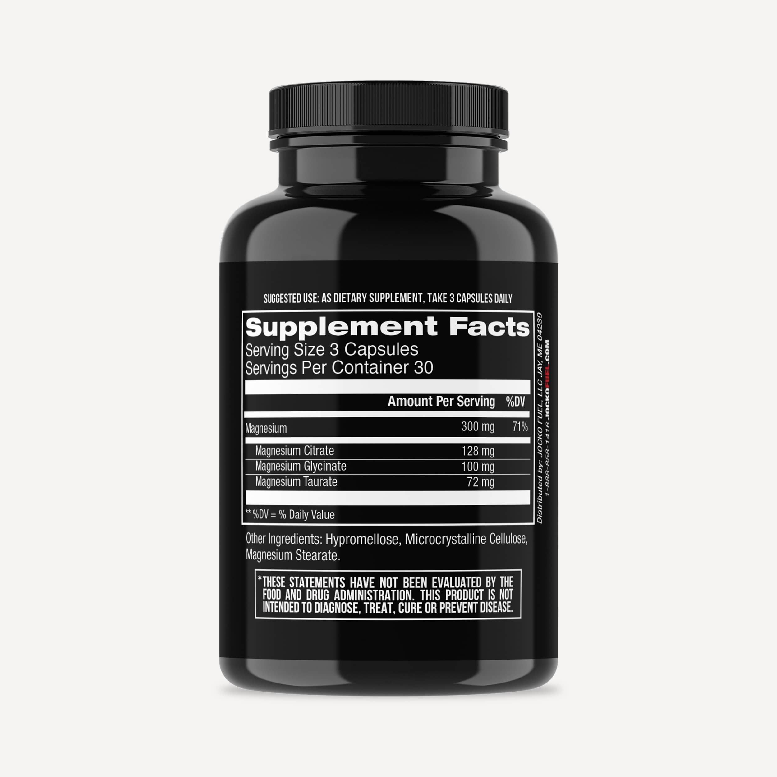 Jocko Fuel Magnesium Complex label detail emphasizes the glycinate, citrate, and taurate blend.