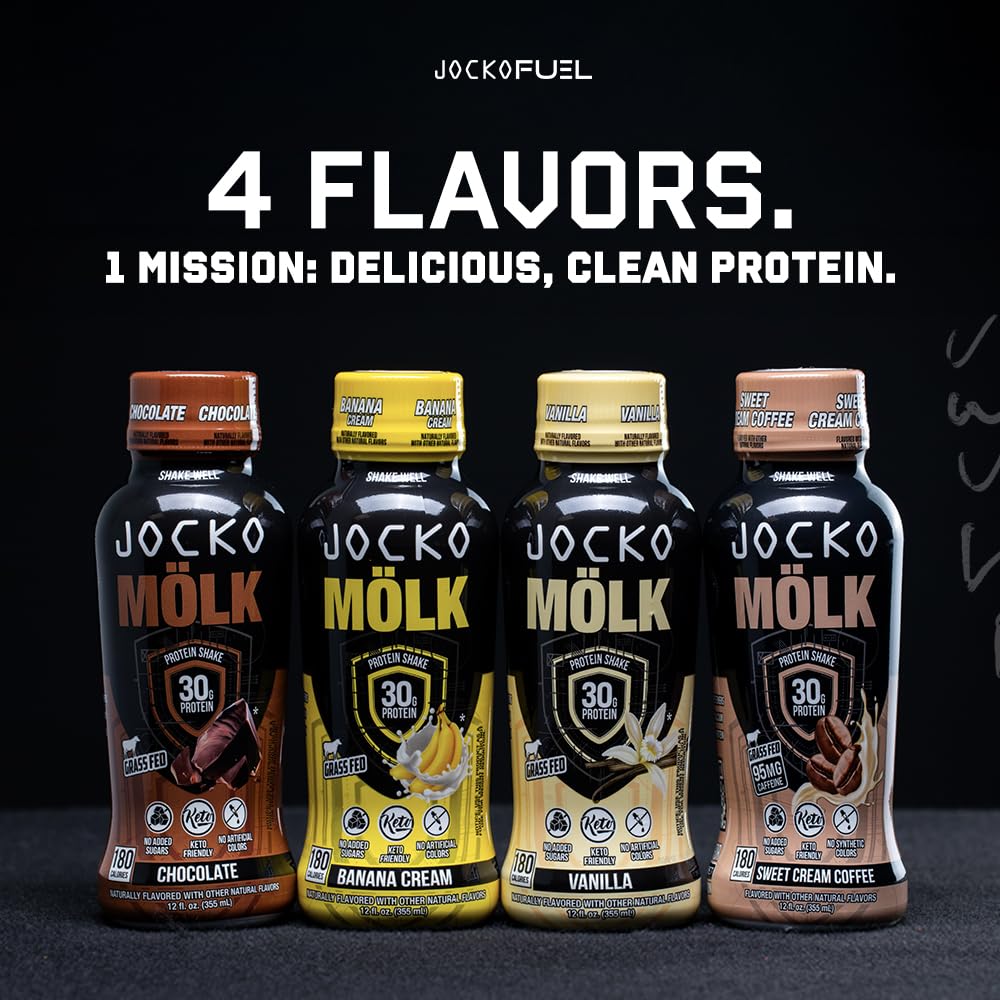Jocko Fuel Mölk nutrition facts panel shows 30 g protein per serving.