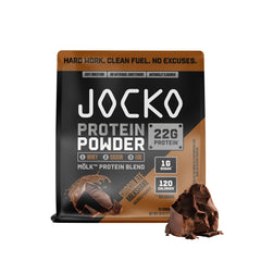 Jocko Fuel Mölk whey powder in a jar provides all-day protein support.