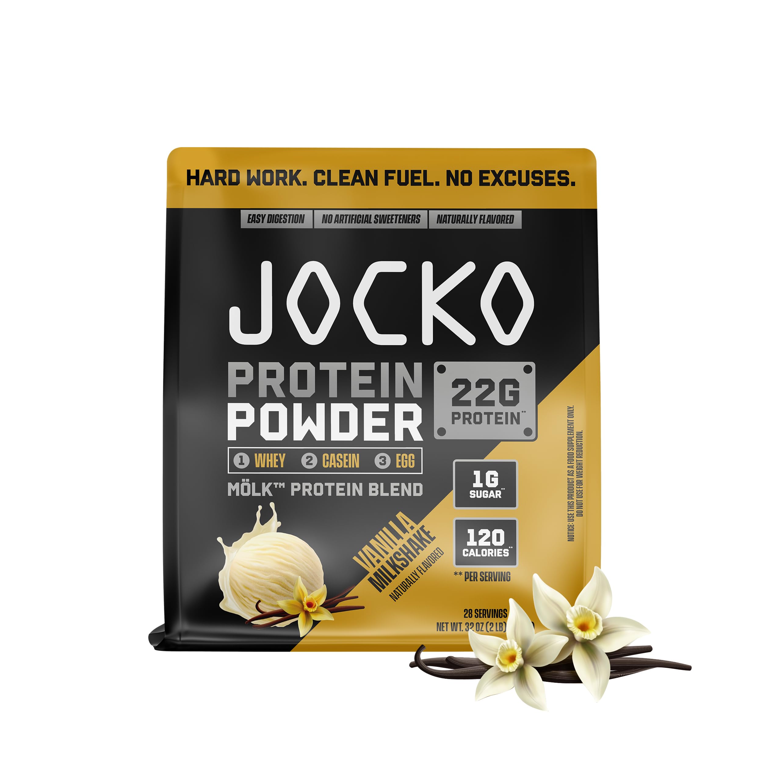 Jocko Fuel Mölk Vanilla Milkshake tub for creamy shakes and post-workout nutrition