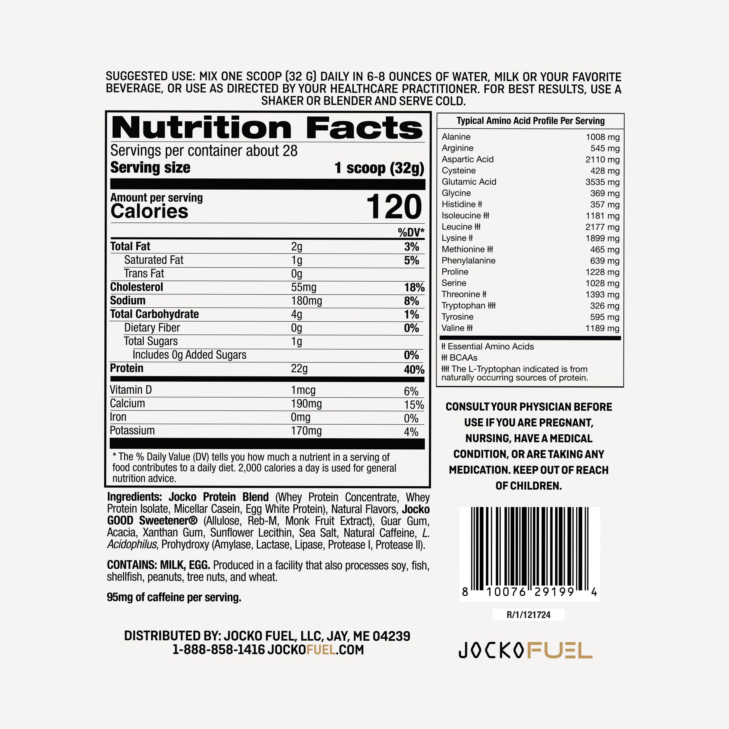 Jocko Fuel Molk whey protein powder in a shaker demonstrates quick mixability.