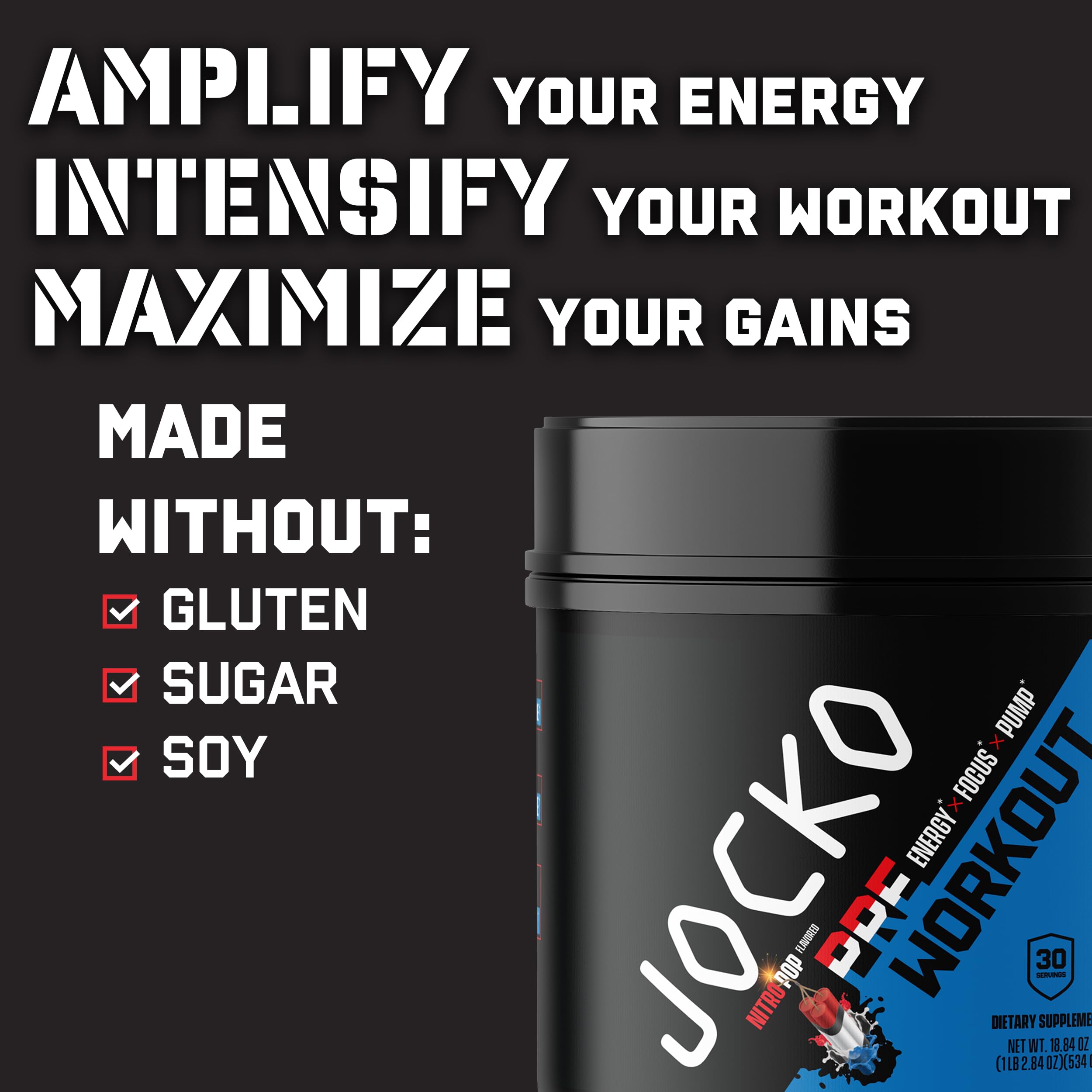 Jocko Fuel Pre-Workout caffeine dose 200mg emphasis on alertness.