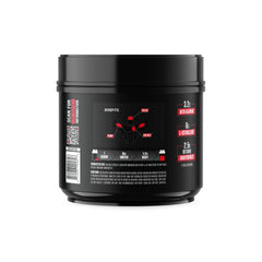 Jocko Fuel pre-workout energizing-fruit-punch bottle promotes alertness and drive.