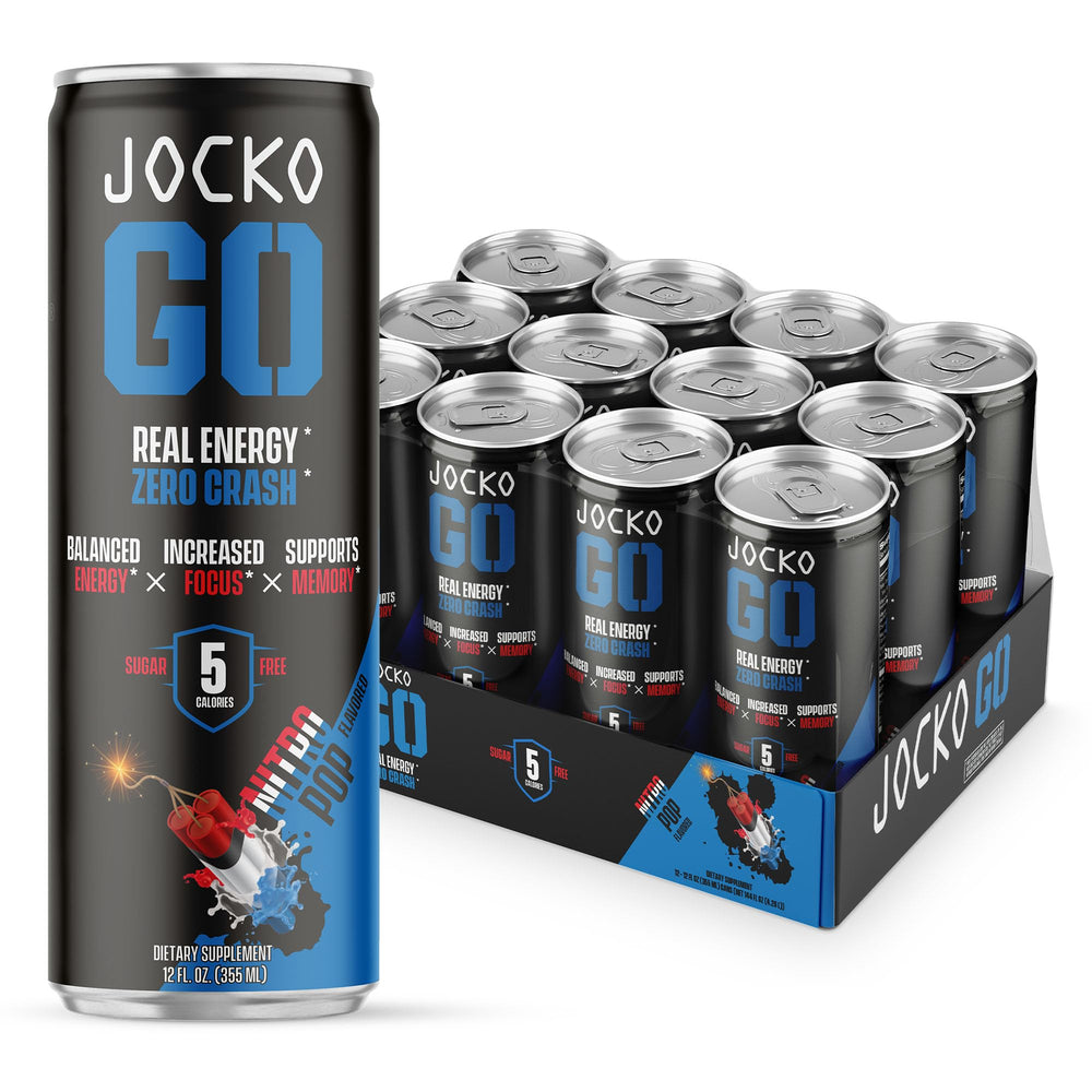 Jocko GO Nitro Pop can front showing clean, sugar-free energy
