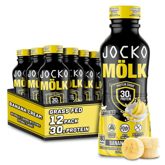 Jocko Mölk Banana Cream bottle ready-to-drink protein for post-workout recovery
