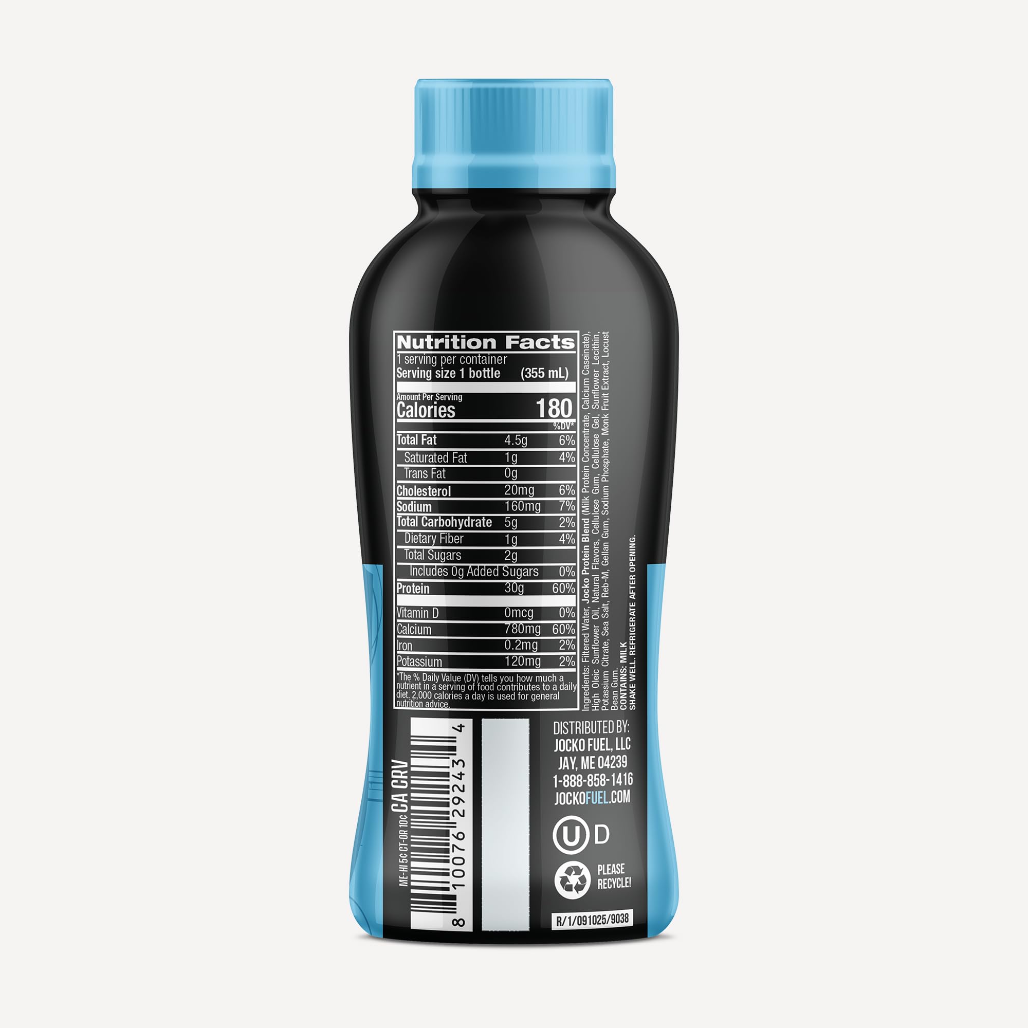 Jocko Mölk bottle front label highlighting grass-fed, hormone-free formula.