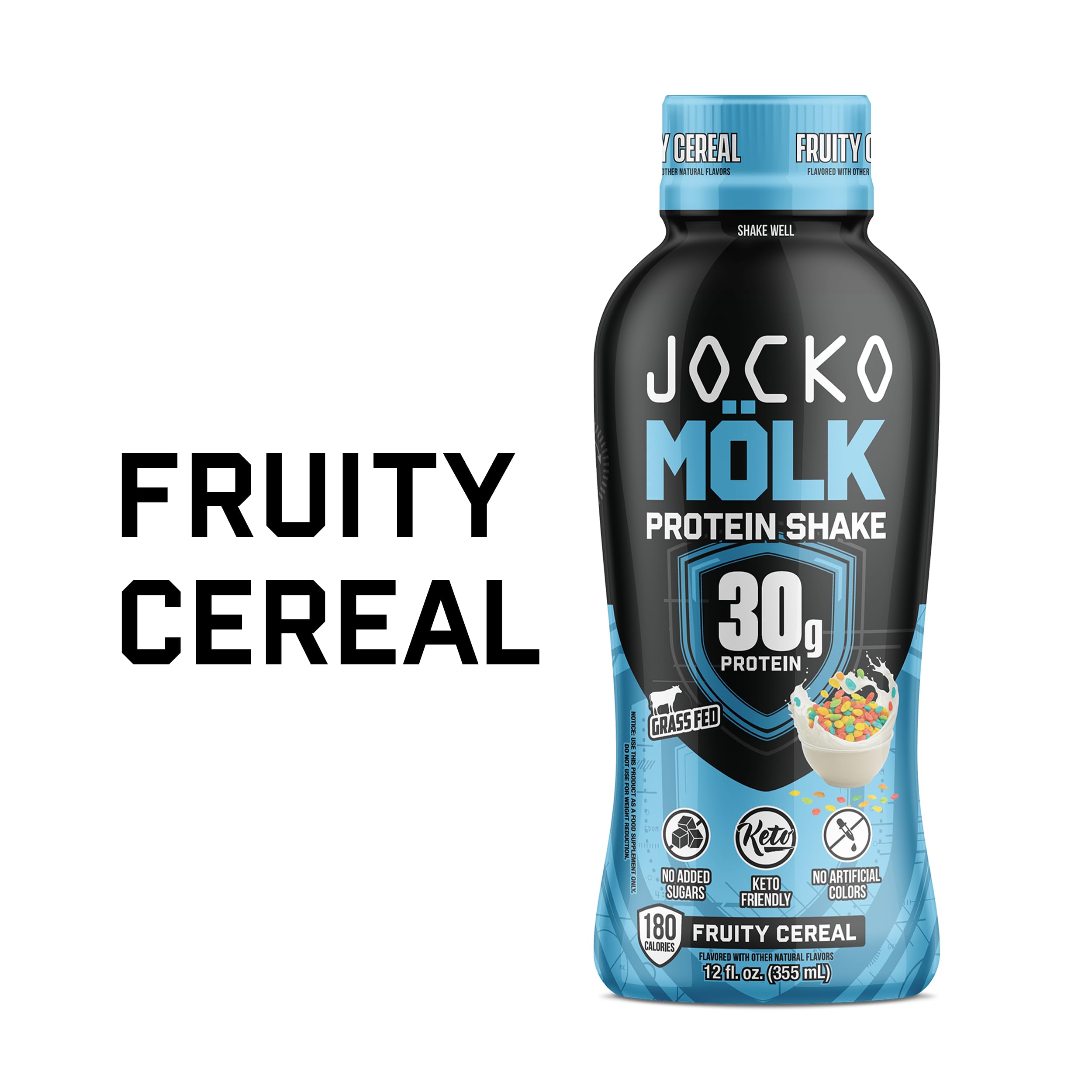 Nutrition panel highlights 180 calories per serving and amino acid profile.