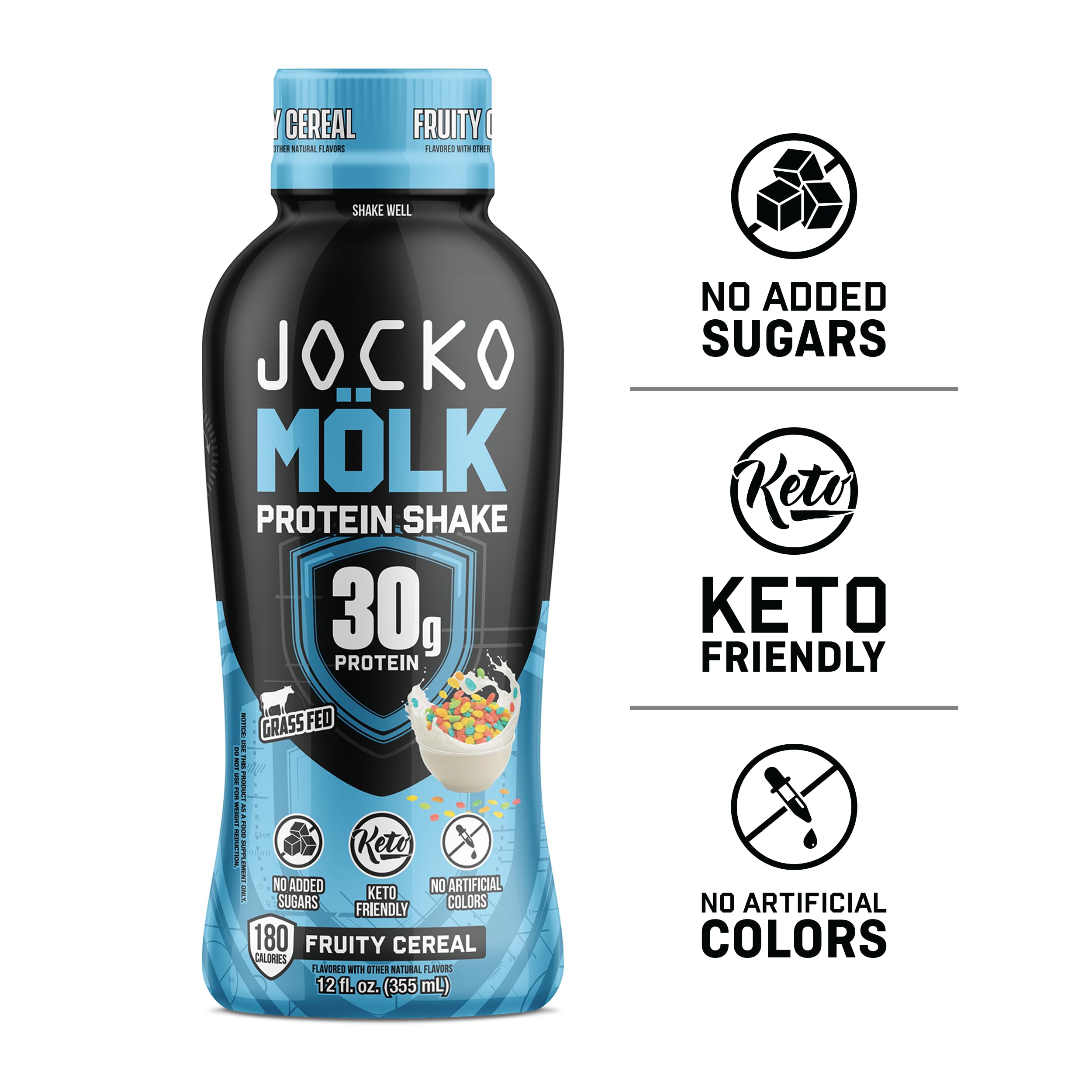 Pack of 12 Jocko Mölk bottles emphasizes ready-to-drink daily fueling.