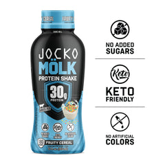 Pack of 12 Jocko Mölk bottles emphasizes ready-to-drink daily fueling.