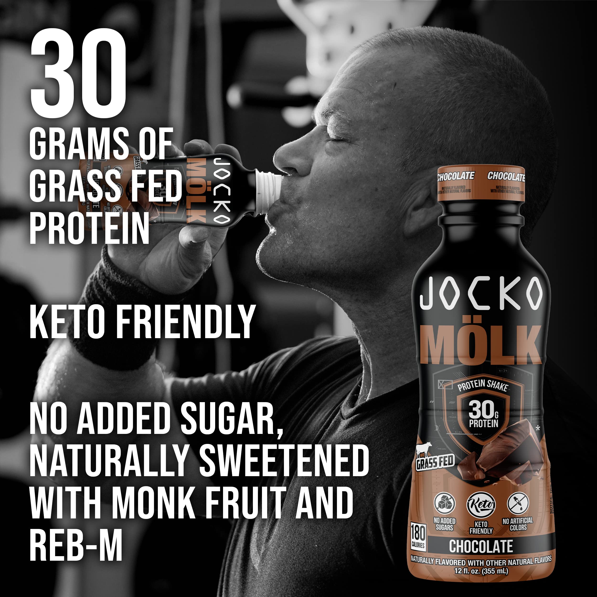 Jocko Mölk grass-fed label showing hormone-free protein.