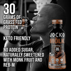Jocko Mölk grass-fed label showing hormone-free protein.