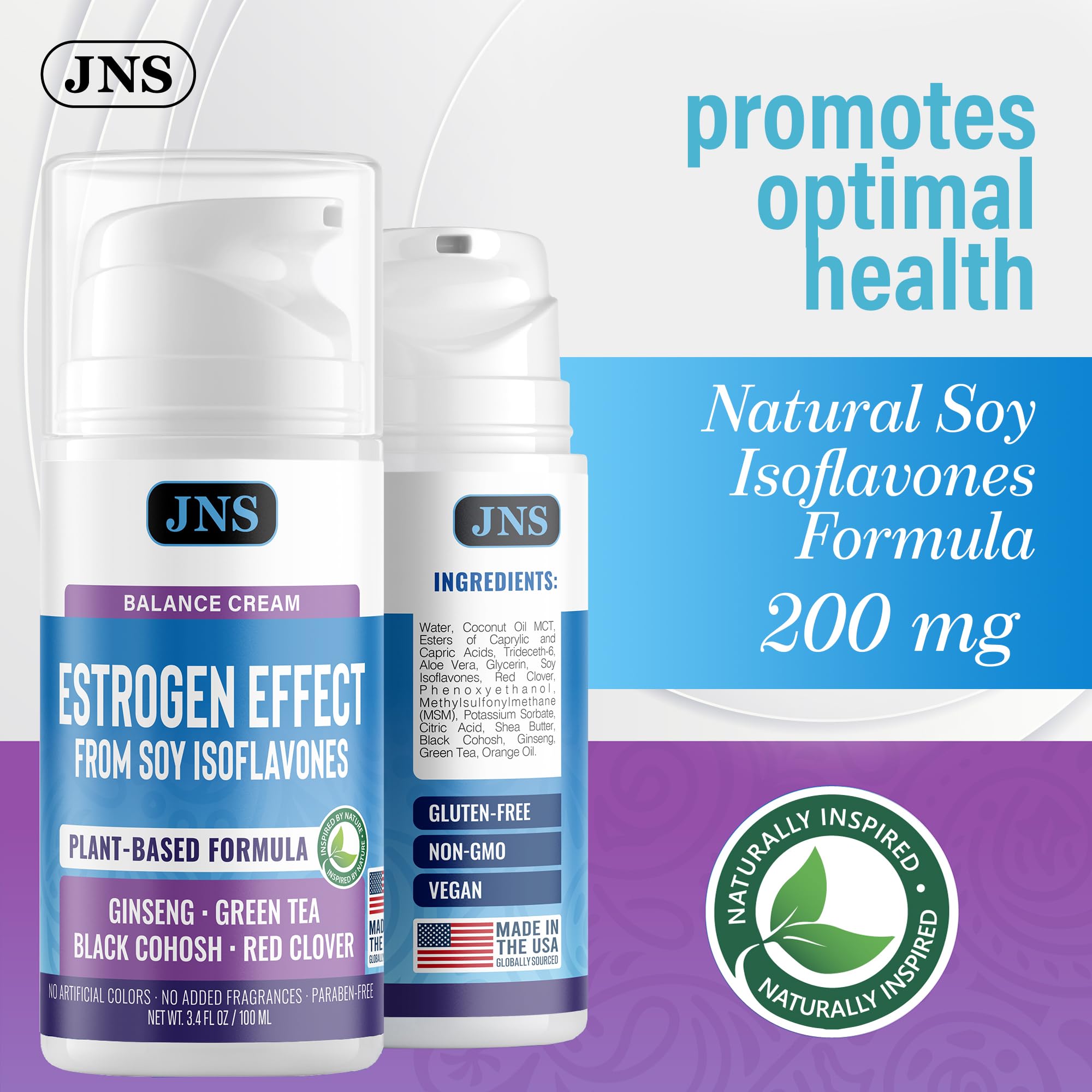 Joellyne Naturals label close-up highlighting soy isoflavones and botanicals