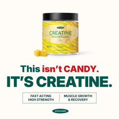 John Rambo Creatine Gummies bottle pour highlights convenient, mess-free daily intake